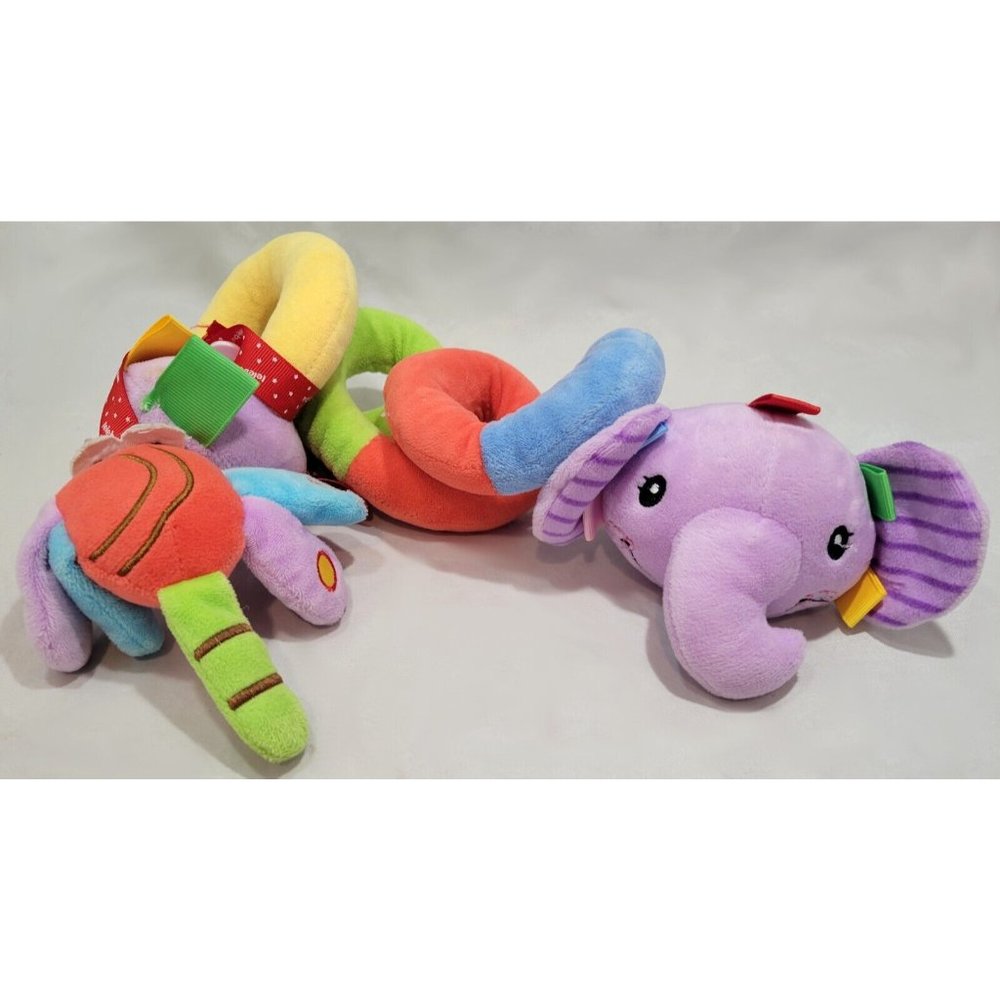Sozzy Plush Baby Toy Multicolored Coiled Stuffed Elephant Hanging Crib Stroller